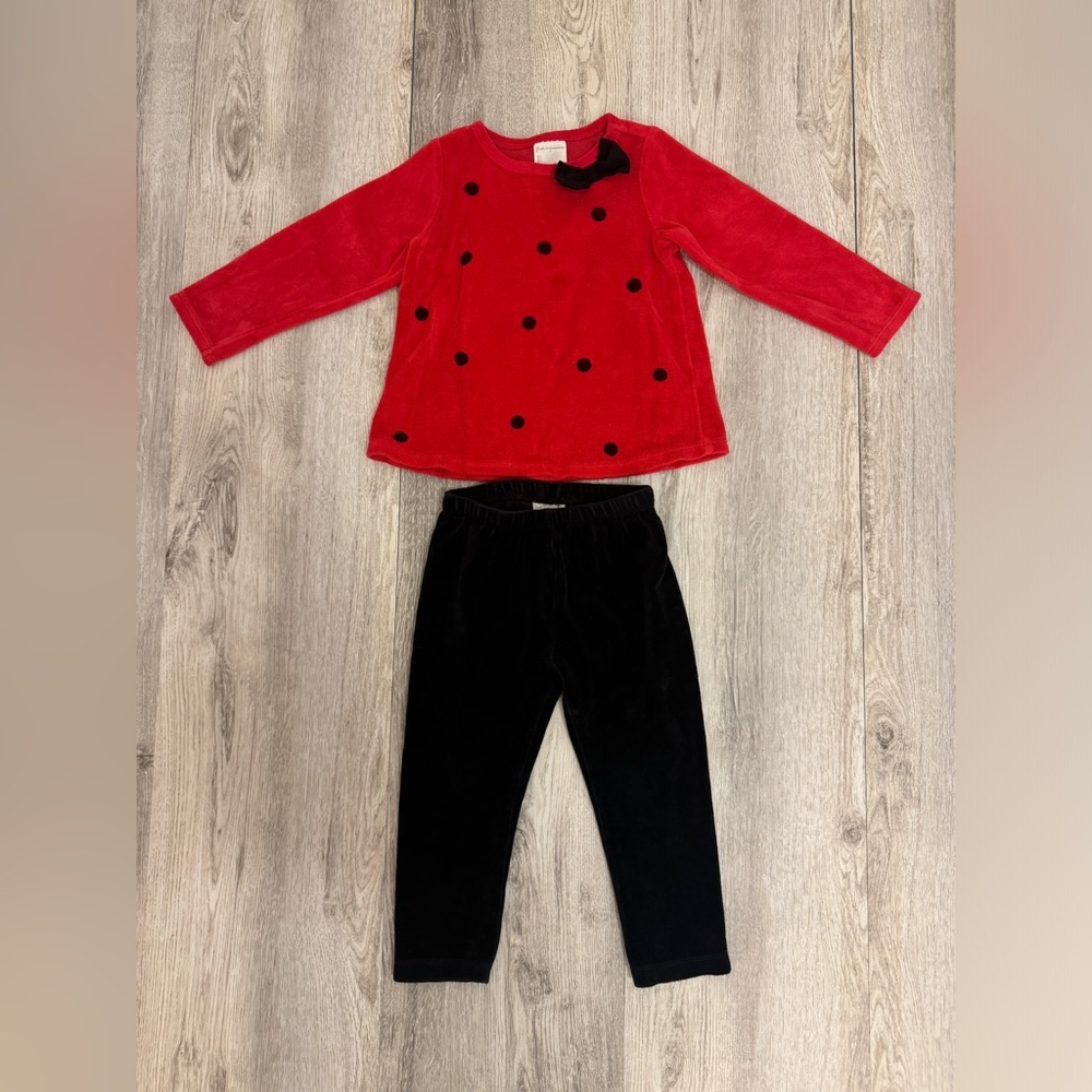 First Impressions velour black and red 2t outfit